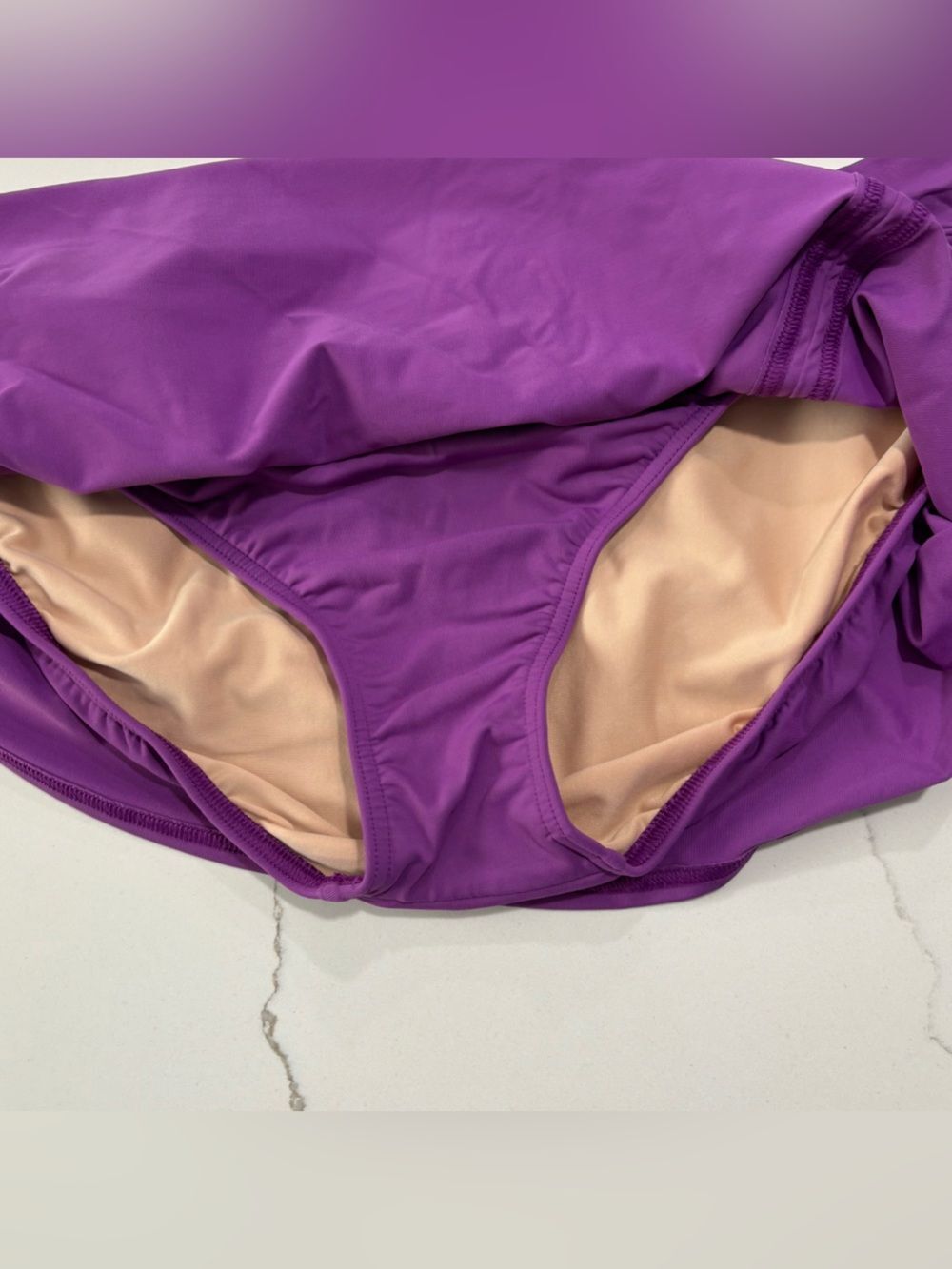 Lands' End Purple Swim Skort with Nude Lining Swimsuit Bathing Suit Women’s 12 - Picture 8 of 13